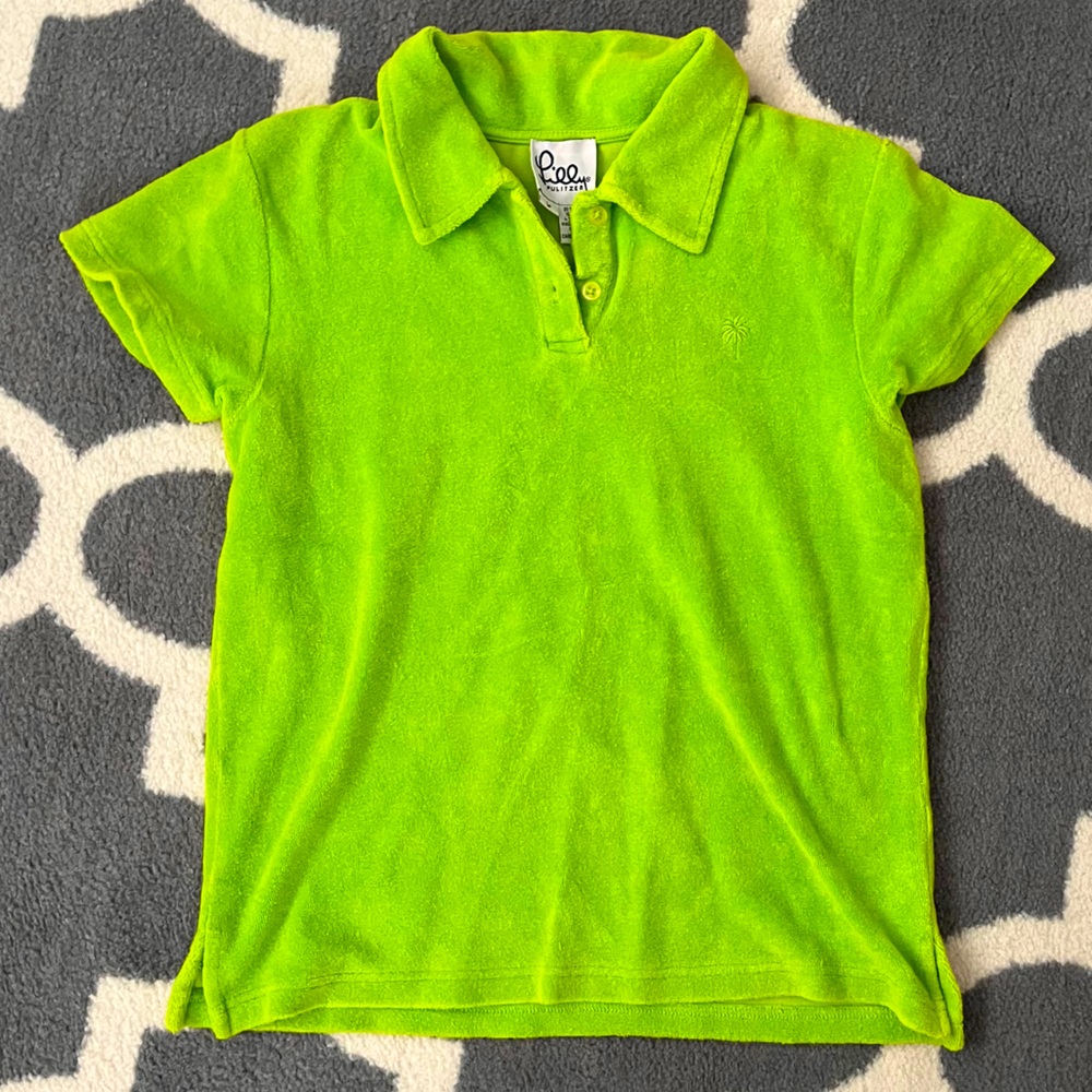 LILLY PULITZER brat lime green terry cloth polo